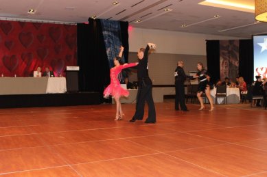 Couple competing in ballroom dancing